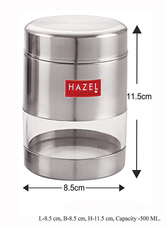 HAZEL Stainless Steel Airtight Container - 500 ml, 3 Pieces, Silver - Image 2